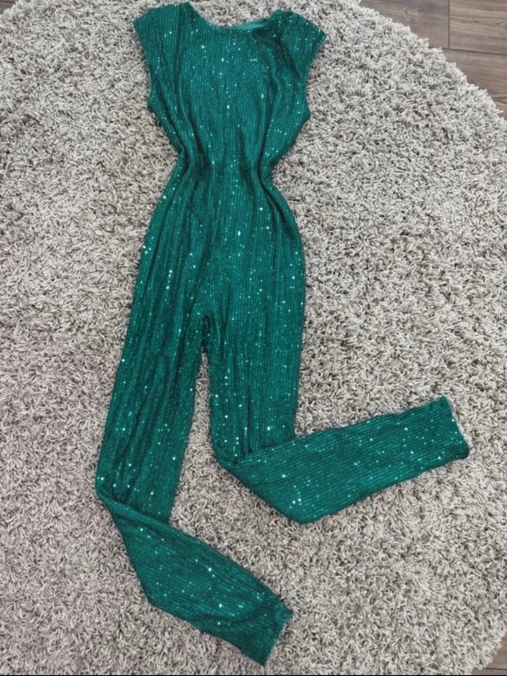Emerald Sequin Ribbed Jumpsuit - Women's